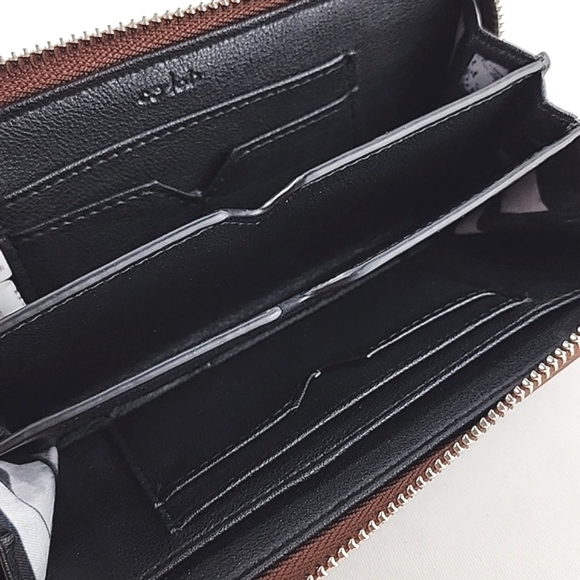 Co-Lab Small Zip Around Chestnut Brown Faux Leather Textured Pebbled Wallet - Picture 7 of 11